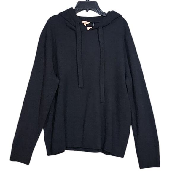 Eberjey Recycled Boucle Hoodie Black Size Small Oversized Could fit a Large - Picture 1 of 7